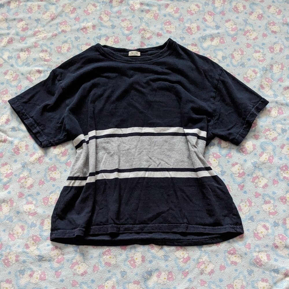 brandy melville (john galt) navy/gray stripe tee